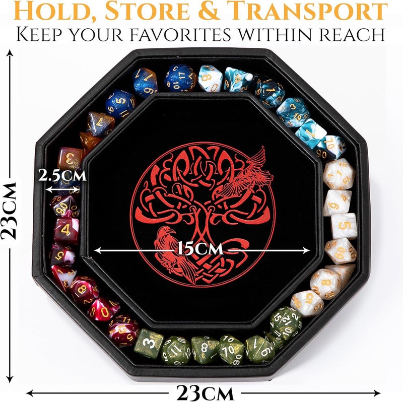 Soar Forge DND Dice Tray - Premium 9 Inch Tray Dungeons and Dragons - Exquisitely Detailed Red World Tree & Triquetra Design - Perfect Rolling & Box Storage to Protect Your Dice for D&D and RPG - Image 3